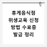 휴게음식점 위생교육 신청 방법 수료증 발급 정리