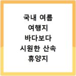국내 여름 여행지 바다보다 시원한 산속 휴양지