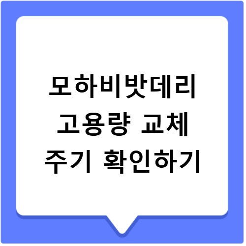 모하비밧데리 고용량 교체 주기 확인하기