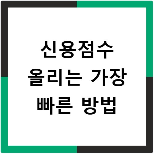 신용점수 올리는 가장 빠른 방법