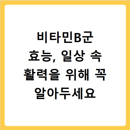 비타민B군 효능, 일상 속 활력을 위해 꼭 알아두세요